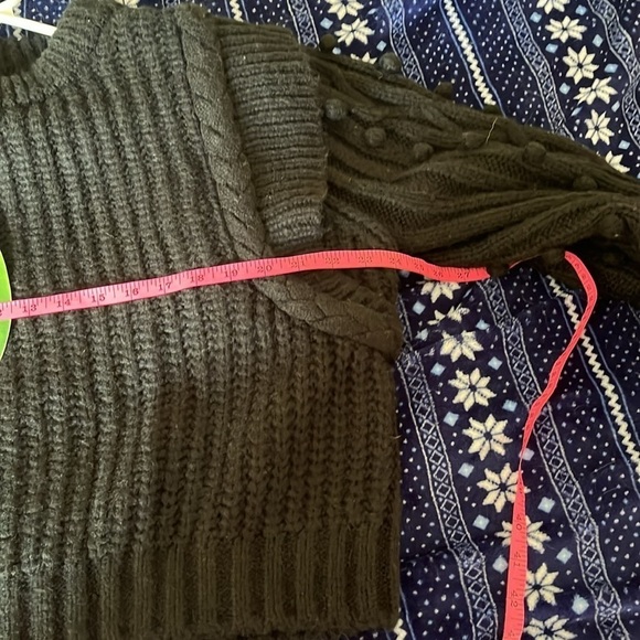 FARM RIO Women’s Chunky Black Crewneck Sweater Cropped Size XL NWT - Picture 8 of 10